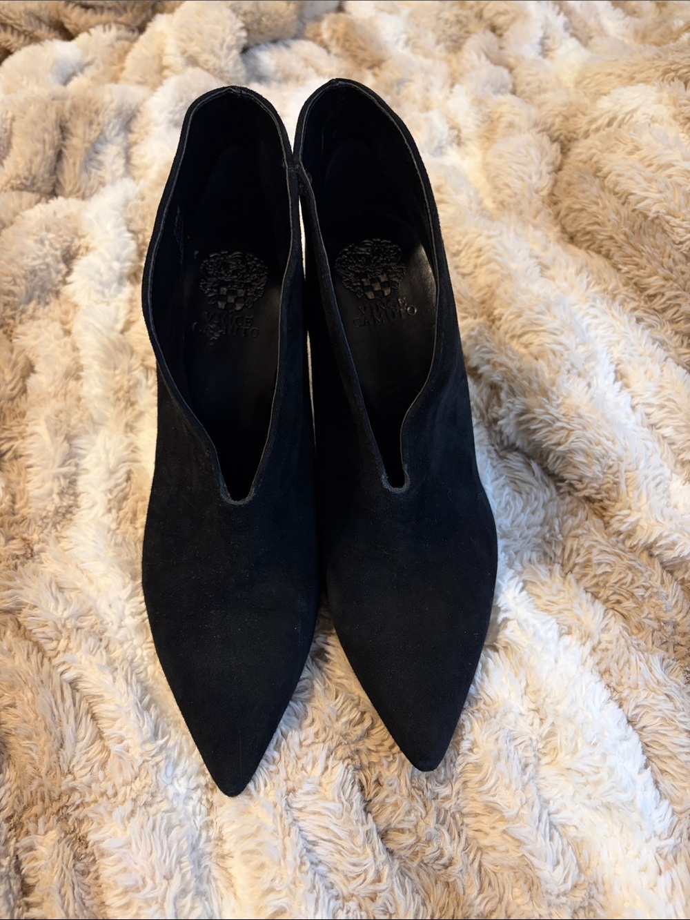 Vince Camuto Black Suede Pointed Toe Ankle Booties